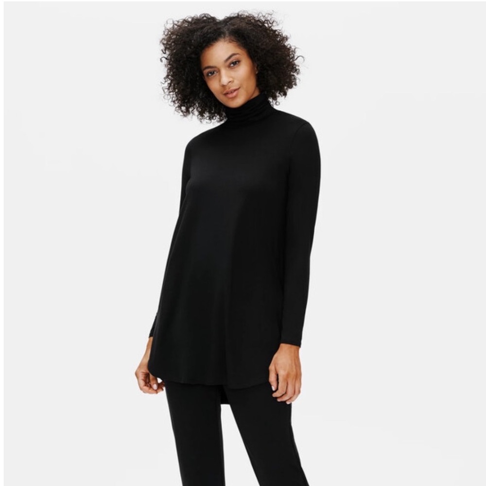 Eileen Fisher Turtleneck Tunic Petite Small Black